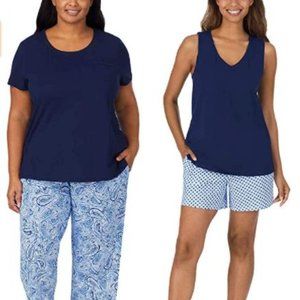 Carole Hochman Women's 4 Piece Pajama Set - Tank Top, Short Sleeve Top, Short